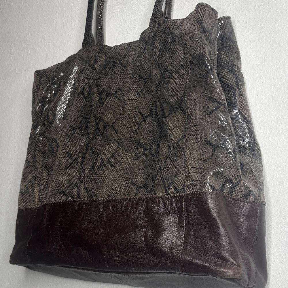 Margot snakeskin and leather tote